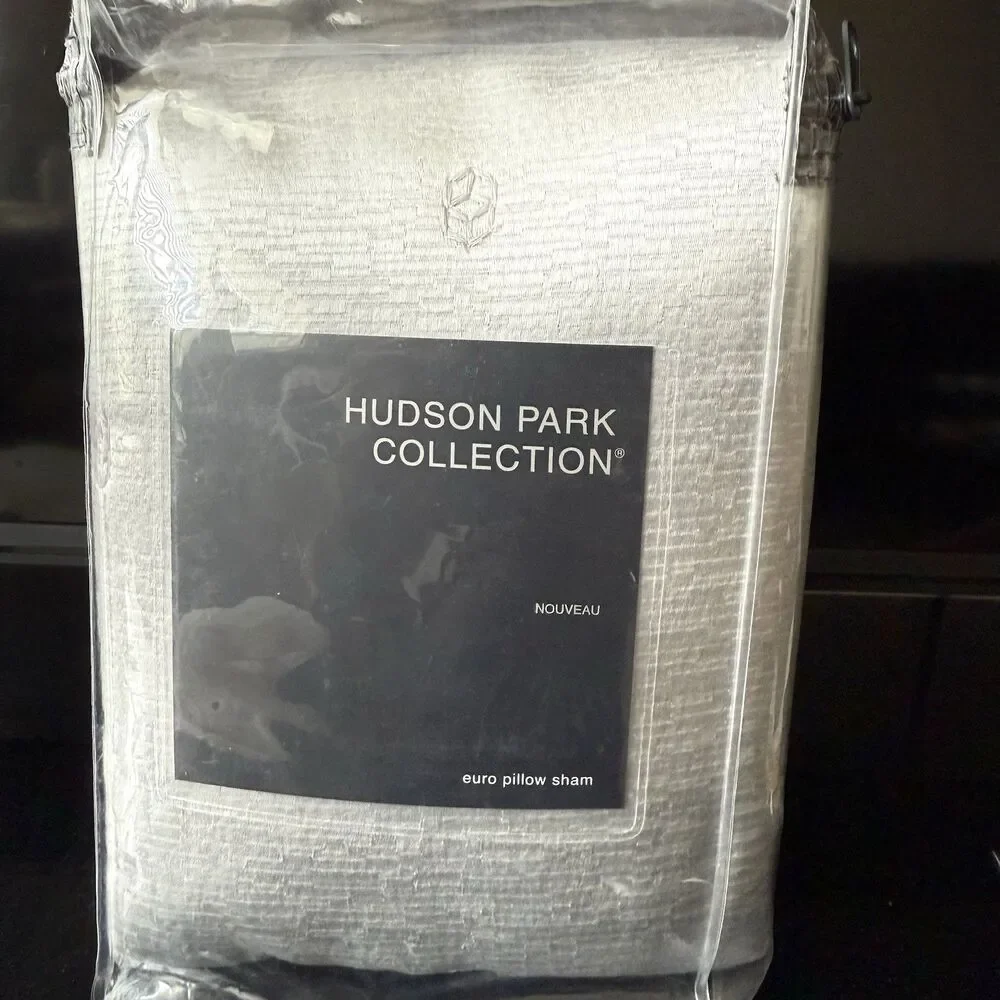 Hudson Park Nouveau Quilted EURO Sham Silver Color - Retail $150